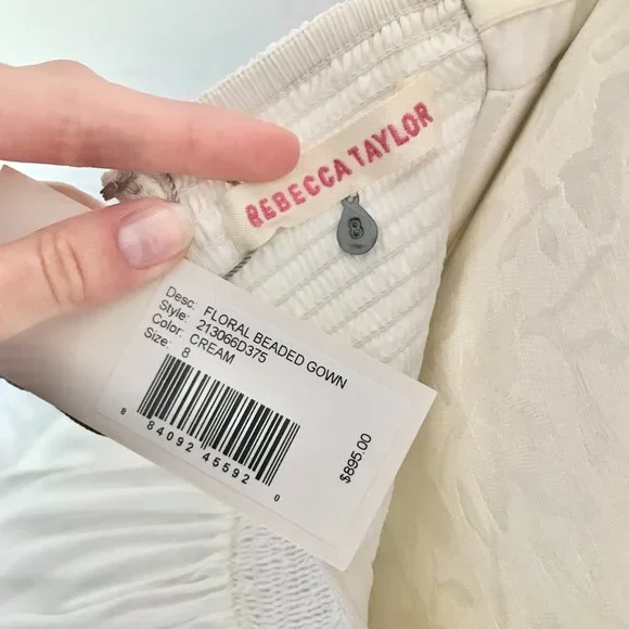 Rebecca Taylor Dress S/M Formal White Prom Wedding Hoco Debutante Maxi Long Gown - Picture 11 of 16